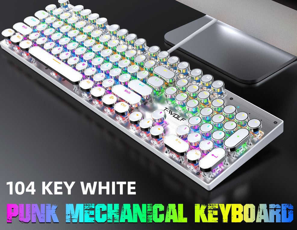 Luminous Retro Punk Mechanical Wired Gaming Keyboard