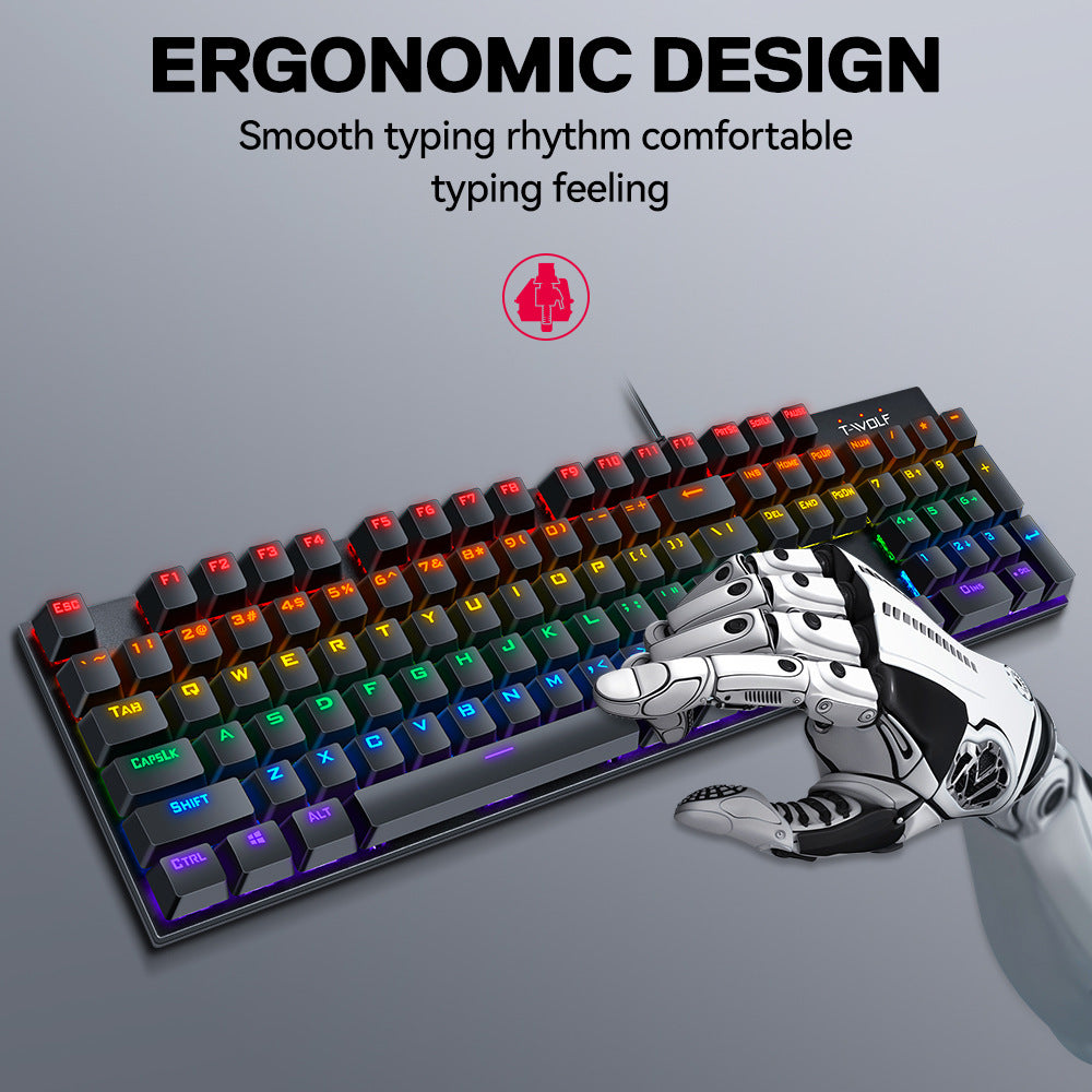 Luminous Retro Punk Mechanical Wired Gaming Keyboard