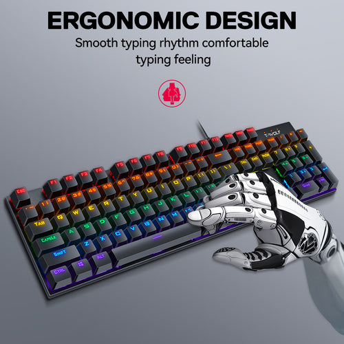 Luminous Retro Punk Mechanical Wired Gaming Keyboard